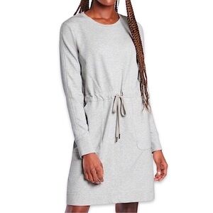 Athleta Farallon Heather Dress Women’s Small Long Sleeve Gray Cinching Waist